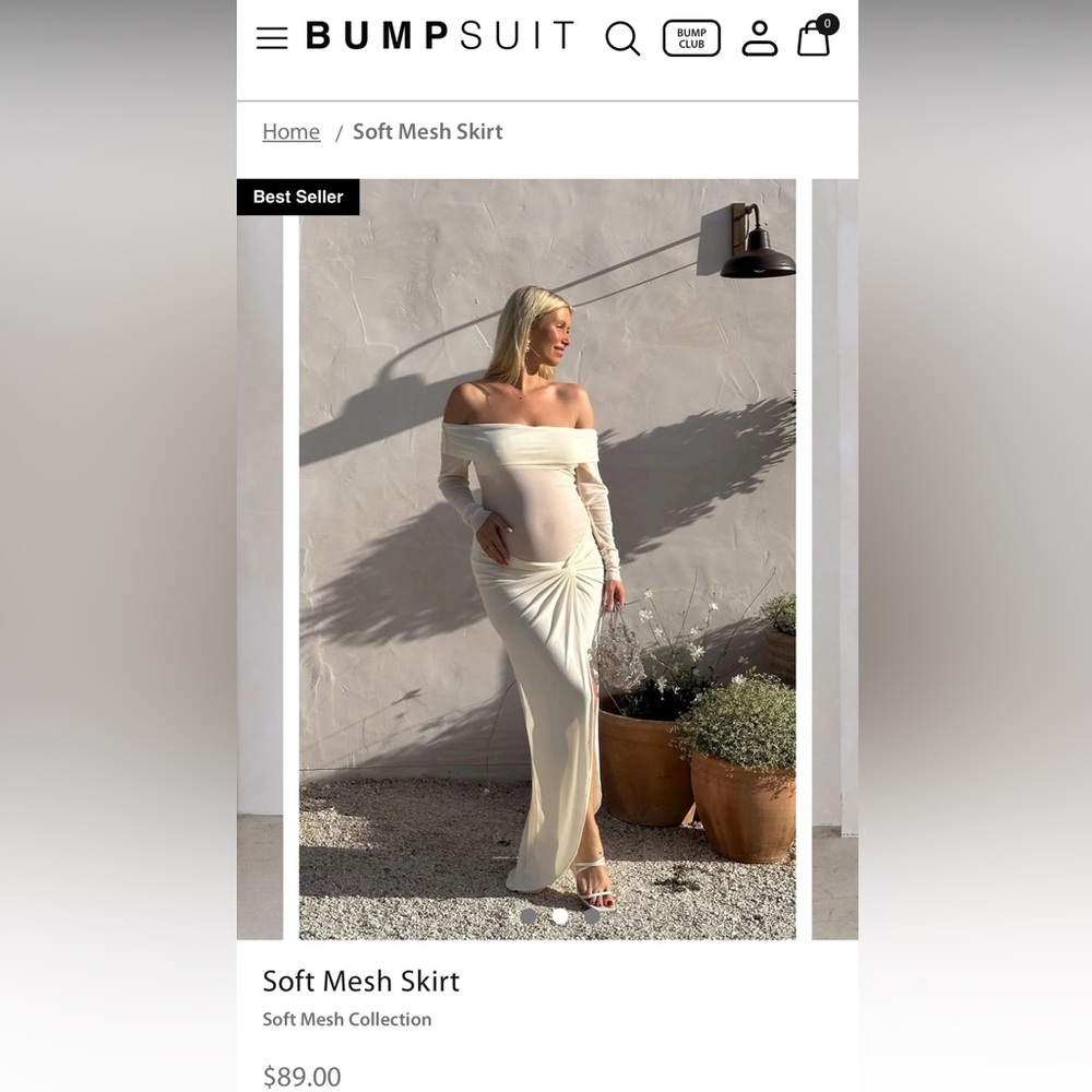Bumpsuit Soft Mesh Skirt - White Ivory Size Medium
